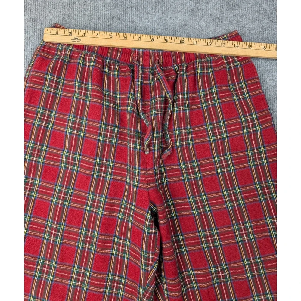 LL Bean Pajama Pants Mens Medium Flannel Red Brushed Cotton Tartan Outdoor Cabin